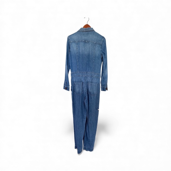 Y2K Current Elliott Blue Denim Jumpsuit SZ 2 Utility Long Sleeve 90s J.Lo Style - Picture 4 of 12